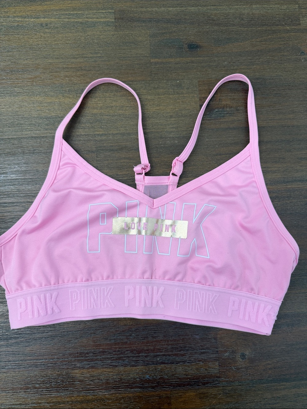 PINK Victoria's Secret Light Pink Logo Sports Bralette